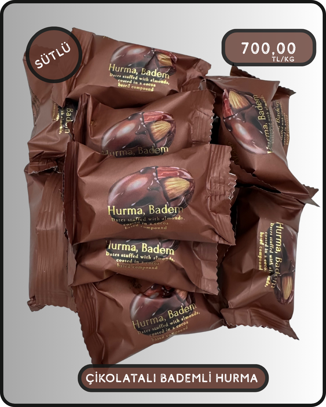 SÜTLÜ ÇİKOLATA KAPLI BADEMLİ HURMA
